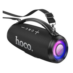  HOCO SURGE bluetooth hordozható hangszóró v5.3, LED jelzés + vállpánt, FEKETE