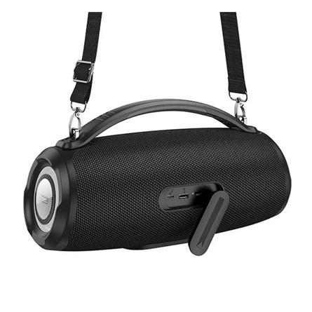 HOCO SURGE bluetooth hordozható hangszóró v5.3, LED jelzés + vállpánt, FEKETE