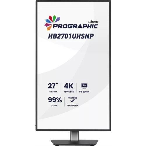 IIYAMA ProGraphic monitor, IPS, 27", 3840x2160, 16:9, 450 cd/m˛, 4ms, 3000:1, HDMI/DisplayPort/USB-C/RJ45