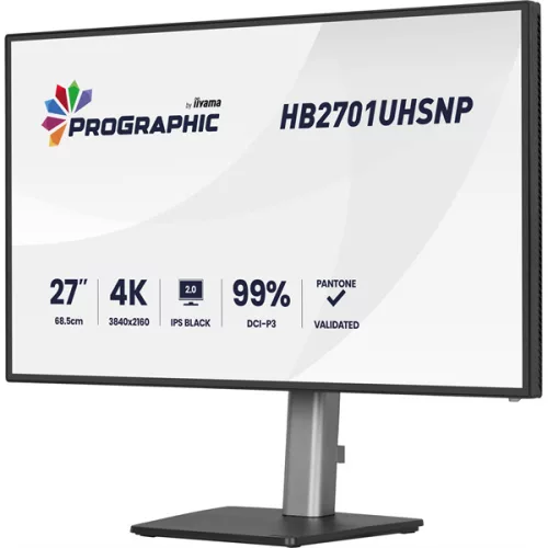 IIYAMA ProGraphic monitor, IPS, 27", 3840x2160, 16:9, 450 cd/m˛, 4ms, 3000:1, HDMI/DisplayPort/USB-C/RJ45