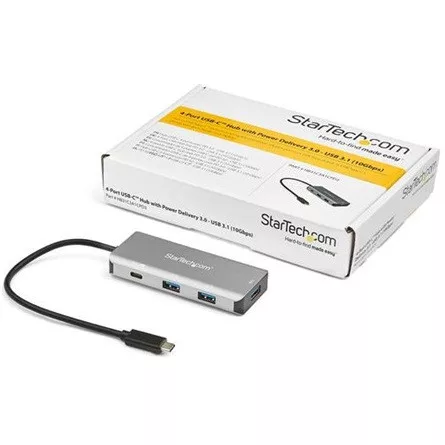 StarTech HB31C3A1CPD3 4-portos USB3.2 Gen 2×1 A USB3.2 Gen 2×1 C hub szürke PD3.0