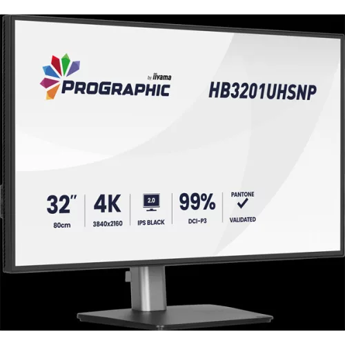 IIYAMA ProLite monitor, IPS, 31.5", 3840x2160, 16:9, 450 cd/m˛, 4ms, 3000:1, HDMI/DisplayPort/USB-C/RJ45