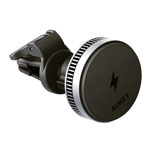 Aukey MagFusion Dash Pro Qi2 aktív hűtésű szellőzőrácsra rögzíthető, vezeték nélküli autós telefon töltő és tartó