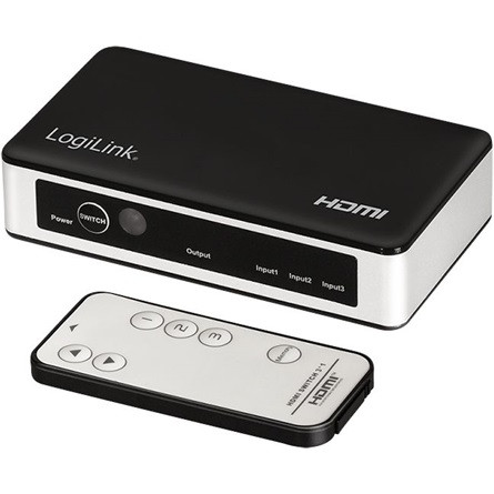 Logilink HDMI kapcsoló, 3x1 port, 4K/60 Hz, HDCP, HDR, CEC, RC