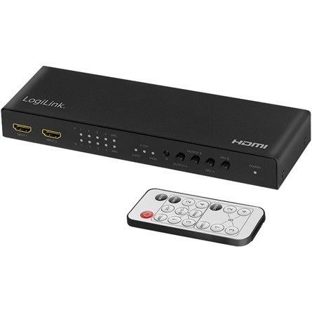 Logilink HDMI mátrix kapcsoló 4x2 portos, 4K/60 Hz, HDR, ARC, RC