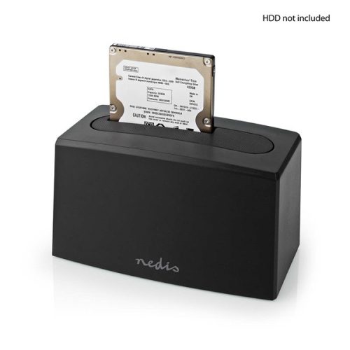 Nedis HDDUSB3210BK HDD / SSD dokkoló, USB 3.2 Gen1, USB Type-A, 2 fiókos,  2,5 / 3,5", USB 3.2 Gen1