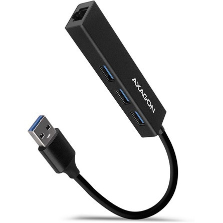 Axagon HMA-GL3A 3-portos USB3.0 RJ45 hub fekete