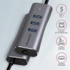 AXAGON HMA-GL3AP 3 portos USB 3.2 HUB LAN csatlakozóval, ezüst