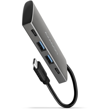 Axagon HMC-4G2 4-portos USB3.2 Gen 2×1 C USB3.0 hub szürke