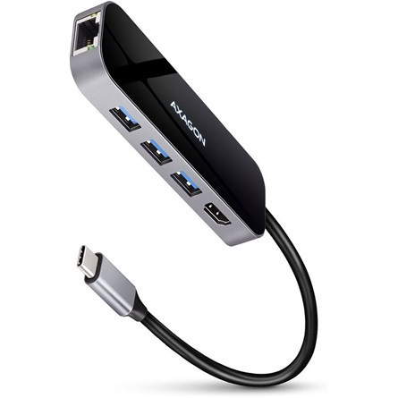 Axagon HMC-6GL 6-in-1 Hub 6-port USB-C dokkoló fekete-szürke