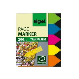   SIGEL Jelölőcímke, műanyag, 5x40 lap, 12x45 mm, SIGEL "Nyilak", vegyes szín