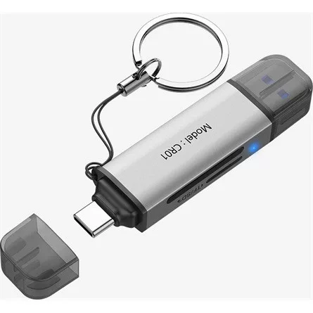 Hikvision HS-HUB-CR01 USB3.2 Gen1 A / USB-C SD, TF kártyaolvasó szürke