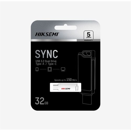 HIKVISION PCC HIKSEMI Pendrive 64GB E327C U3 "Snyc" USB 3.2/Type-C, Szürke (HIKVISION)