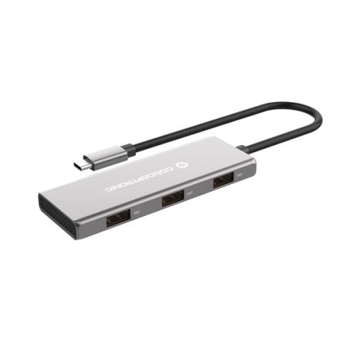 Conceptronic USB Hub - HUBBIES17G (4 Port, USB-C to 4x USB-C+3x USB-A, szürke)