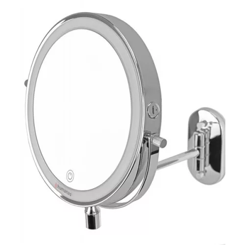 HUMANAS BM01 professzionális kozmetikai tükör, 2 oldalas, LED háttérvilágítás, 20 cm átmérő, 5x zoom, 3 színhőmérséklet