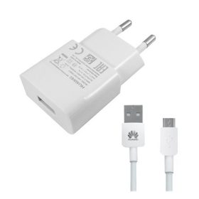   HUAWEI HW-050100E01W hálózati töltő USB aljzat 5W + microUSB kábel FEHÉR