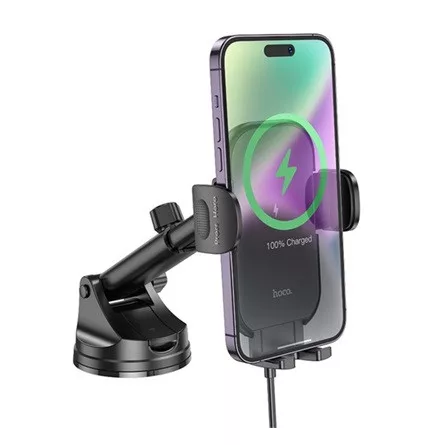 HOCO HW5 autós tartó műszerfalra, gyorstöltő, FEKETE