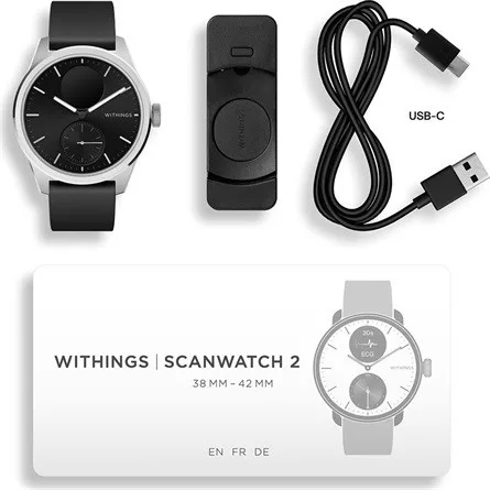 Withings HWA10-model 4 ScanWatch 2 42mm fekete okosóra
