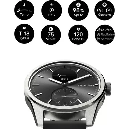 Withings HWA10-model 4 ScanWatch 2 42mm fekete okosóra
