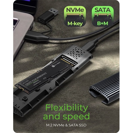 Raidsonic ICY BOX IB-1808MCT-CU31 M.2 SATA3 / PCIe NVMe  USB-C 3.2 Gen2×1 külső ház fekete