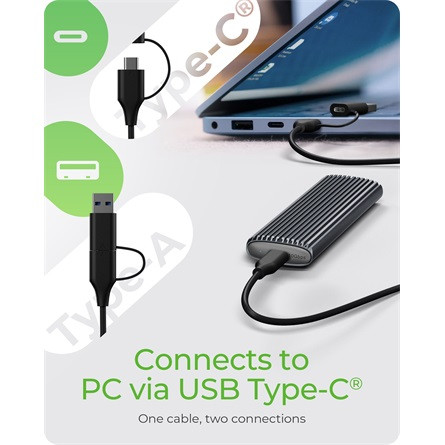 Raidsonic ICY BOX IB-1808MCT-CU31 M.2 SATA3 / PCIe NVMe  USB-C 3.2 Gen2×1 külső ház fekete