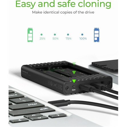 Raidsonic 2xPCIe NVMe M.2 2280 USB-A 3.2 Gen2×1 USB-C 3.2 Gen2×2 külső ház fekete