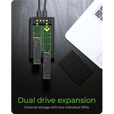 Raidsonic 2xPCIe NVMe M.2 2280 USB-A 3.2 Gen2×1 USB-C 3.2 Gen2×2 külső ház fekete