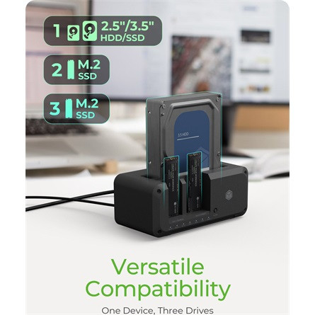 Raidsonic Clone & DockingStation 2.5"/3.5" SATA/m.2 NVMe PCIe NVMe / SATA3 USB3.2 Gen2×1 A USB3.2 Gen2×1 C dokkoló