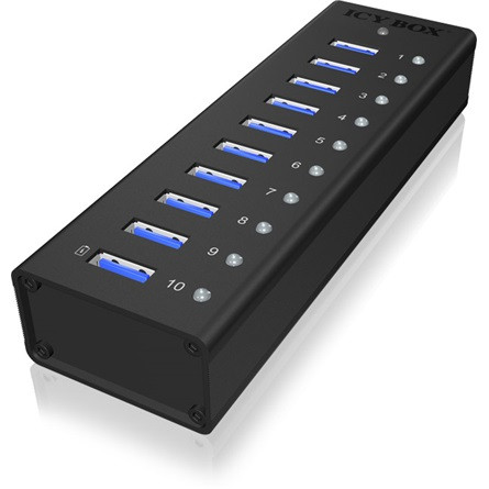 Raidsonic ICY BOX IB-AC6110 10 portos USB3.0 hub táppal