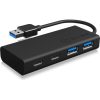 Raidsonic ICY BOX IB-HUB1426-U3 4-portos USB-C USB3.0 hub fekete