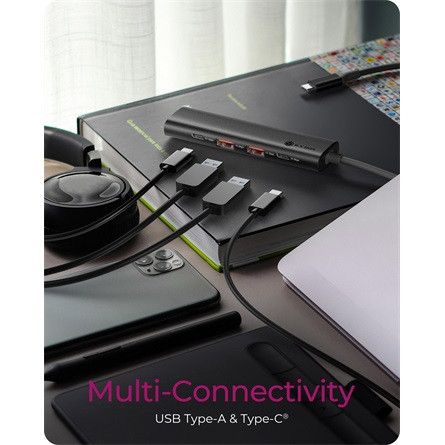 Raidsonic ICY BOX IB-HUB1437-CPD 4-portos USB-A 3.2 Gen2 hub fekete PD 100W