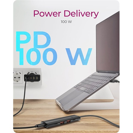 Raidsonic ICY BOX IB-HUB1437-CPD 4-portos USB-A 3.2 Gen2 hub fekete PD 100W