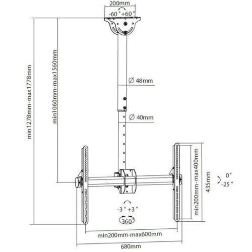 TECHLY ICA-CPLB 946L teleszkópos mennyezeti LCD TV konzol, 37-70"