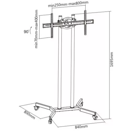 TECHLY ICA-TR4 gurulós padlóállvány 37-70" LED/LCD/Plasma kijelzőhöz