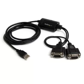   StarTech USB-A 2.0 -> 2db Serial RS-232 M/M adapter 1.8m fekete FTDI