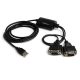 StarTech USB-A 2.0 -> 2db Serial RS-232 M/M adapter 1.8m fekete FTDI