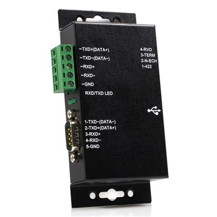 StarTech USB-A 2.0 -> Terminal block 5pin Serial RS422/RS485 M/F adapter fekete w/ Isolation