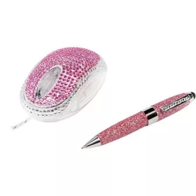   LogiLink ID0124 Rhinestone Stylus Pen Set USB optikai egér + érintőtoll rózsaszín