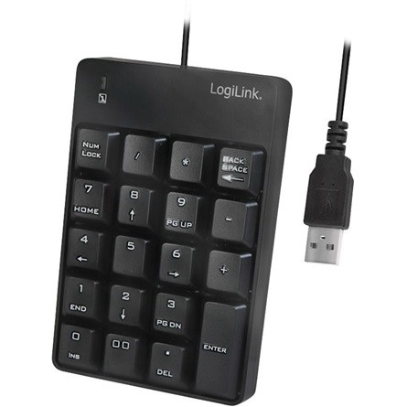 LogiLink 19-gombos USB numerikus billentyűzet fekete