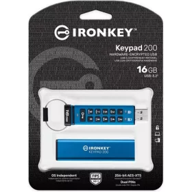 Kingston 16GB IronKey Keypad 200 USB 3.2 Gen 1 pendrive kék