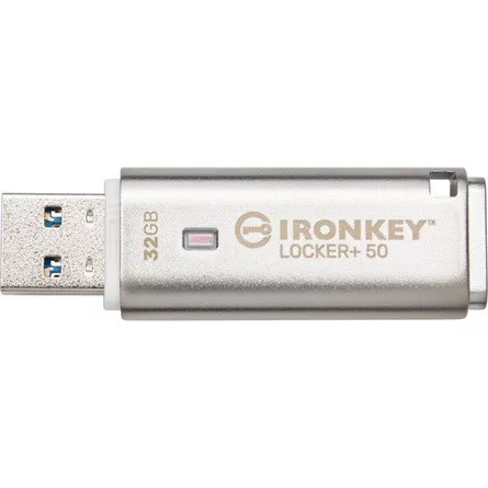 Kingston 32GB IronKey Locker 50+  XTS-AES Encrypted, USB 3.2 Gen1 pendrive