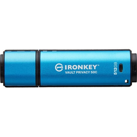 Kingston 512GB USB-C IronKey Vault Privacy 50C AES-256 Encrypted, FIPS 197 pendrive