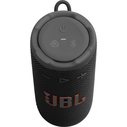 JBL GRIP BLK hordozható bluetooth  hangszóró, fekete, app vezérlés, USB, vízálló, porálló, beépített hangulat világítás