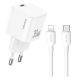 USAMS JO hálózati töltő Type-C aljzat 30W, PD gyorstöltő + lightning kábel, FEHÉR