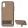 Joyroom iPhone XS 5.8 JOYROOM szilikon telefonvédő textil bevonat, kitámasztó, BARNA