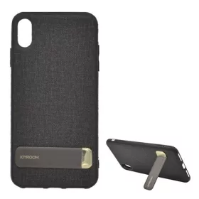   Joyroom iPhone XS Max 6.5 JOYROOM szilikon telefonvédő textil bevonat, kitámasztó, FEKETE