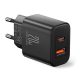 JOYROOM TCF05 hálózati töltő USB+Type-C aljzat 20W, PD gyorstöltő 3.0, FEKETE