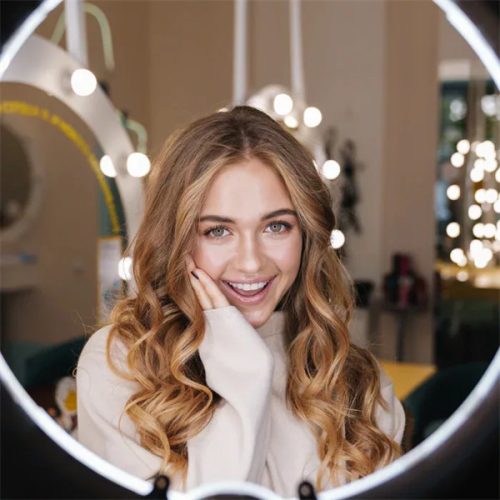 HAFFNER JUICE ÖSSZECSUKHATÓ SELFIE LED KÖRLÁMPA ÁLLVÁNNYAL, TELEFONTARTÓVAL - SOCIAL FOLDABLE RING SELFIE LIGHT STAND - FEKETE