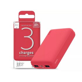   HAFFNER JUICE UNIVERZÁLIS HORDOZHATÓ, ASZTALI AKKUMULÁTOR TÖLTŐ - ECO 3 POWER BANK - 2XUSB +TYPE-C - 10.000 MAH - PIROS