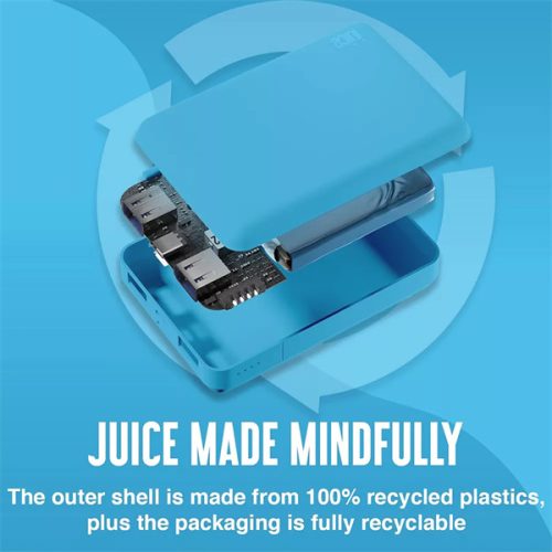 HAFFNER JUICE UNIVERZÁLIS HORDOZHATÓ, ASZTALI AKKUMULÁTOR TÖLTŐ - ECO 3 POWER BANK - 2XUSB +TYPE-C - 10.000 MAH - VILÁGOS KÉK